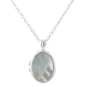 Sterling Silver Mother Of Pearl & Black Onyx Locket