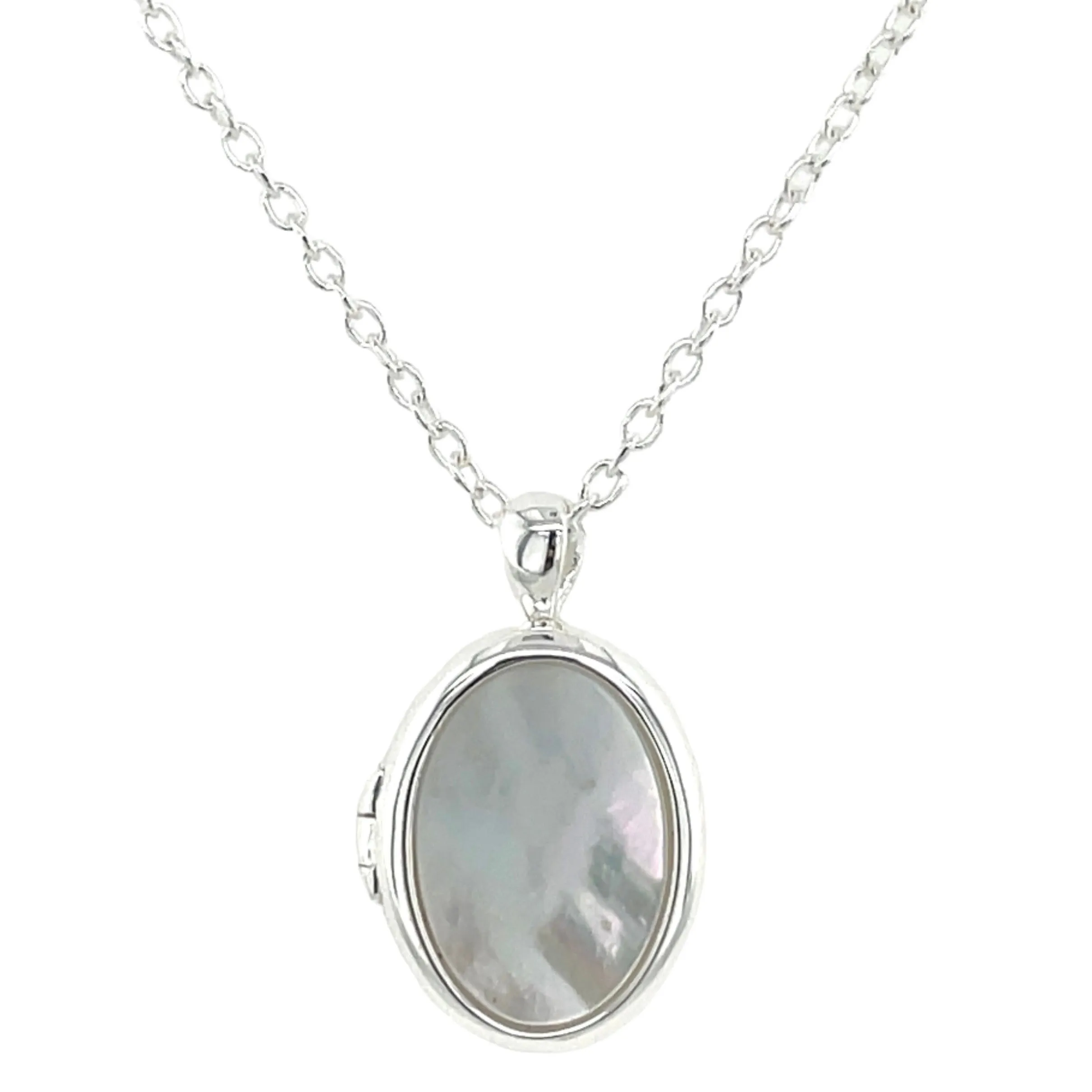 Sterling Silver Mother Of Pearl & Black Onyx Locket