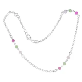 Sterling Silver Multicolour Beads 27cm Anklet