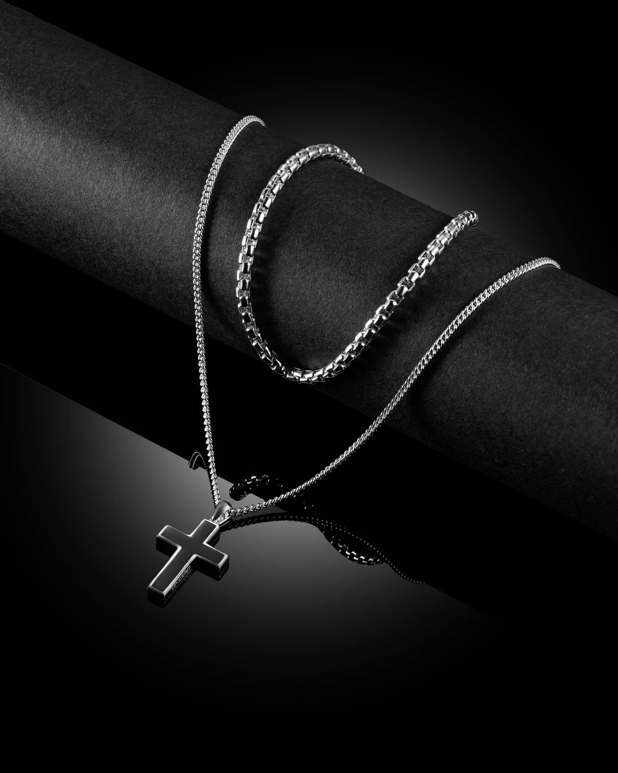 Stone Cross Pendant - Black Onyx