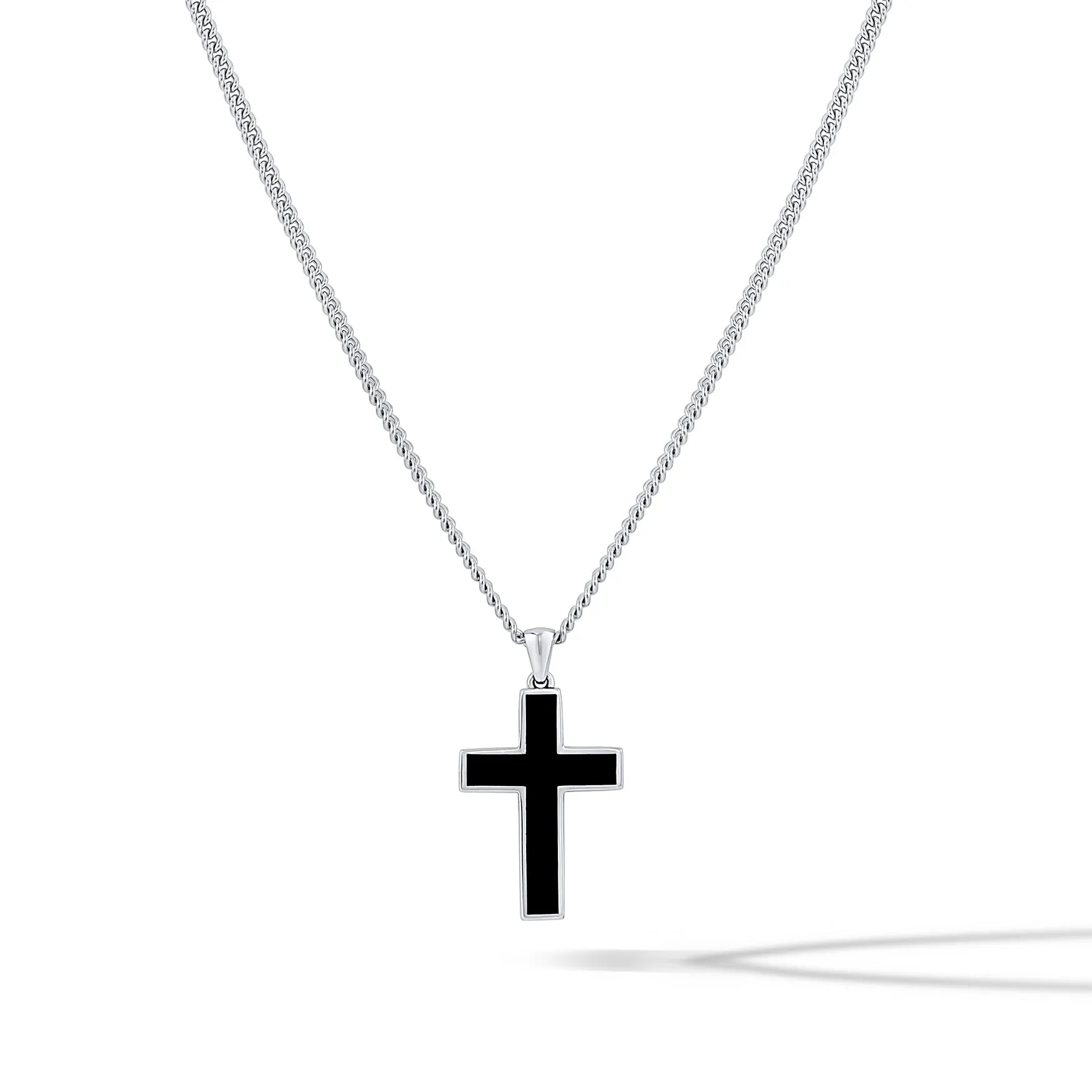 Stone Cross Pendant - Black Onyx