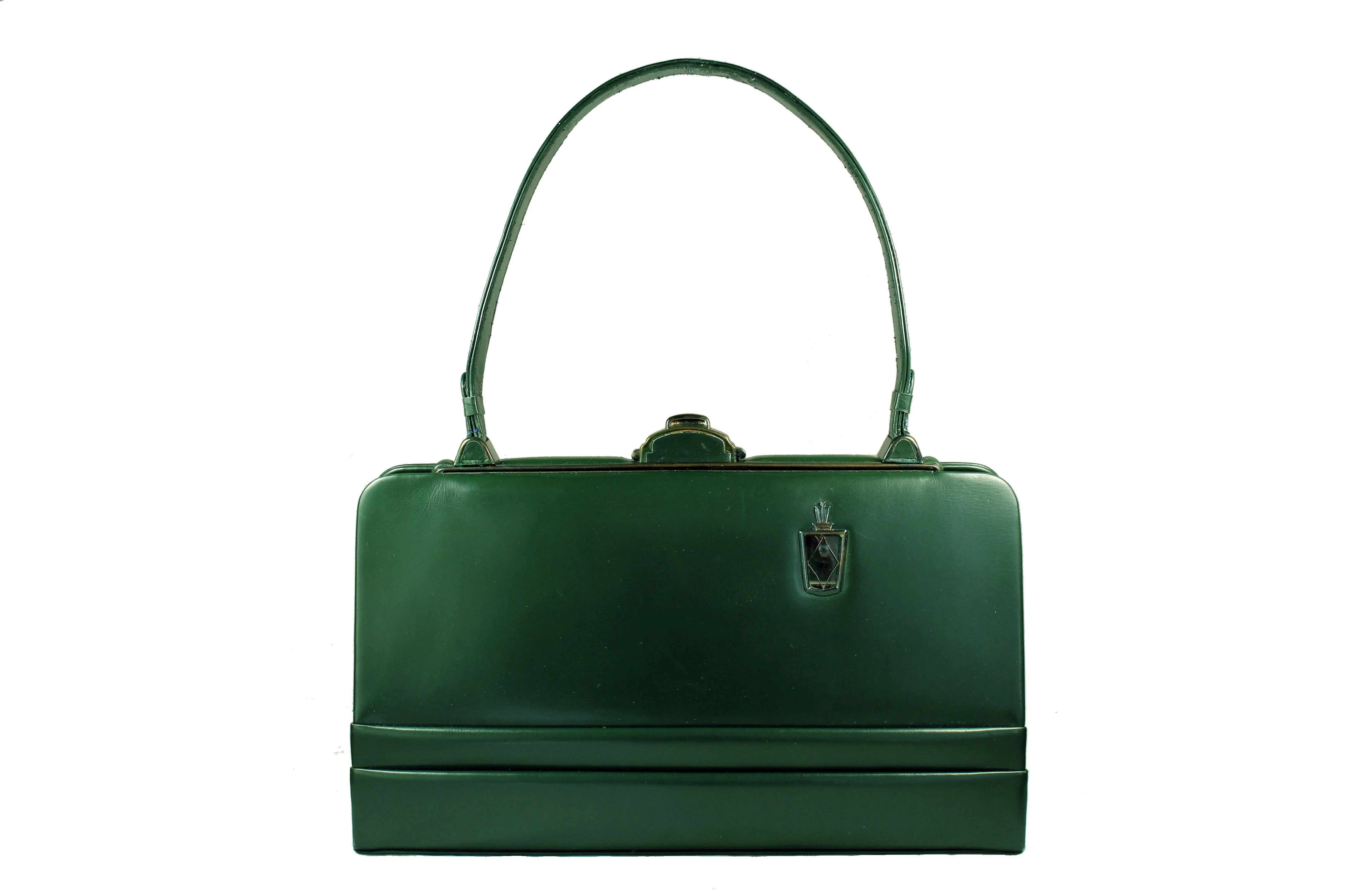 STRAETER "LITE ON" green leather handbag