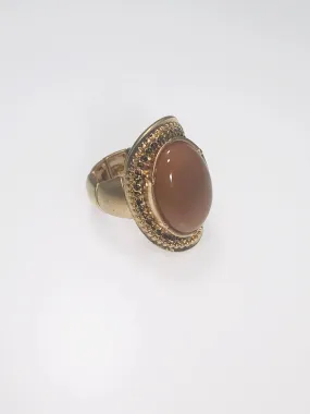 Stretch Ethnic Ring With Brown Stone