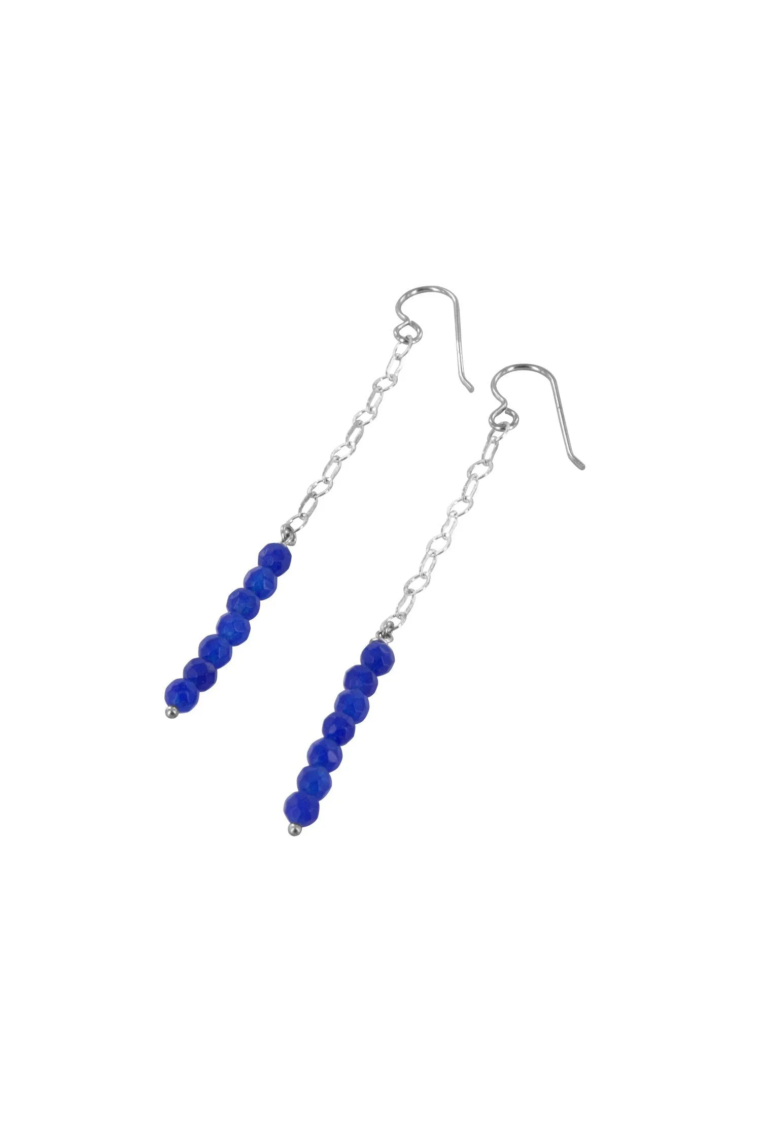 Super Long Blue Jade Silver Earrings