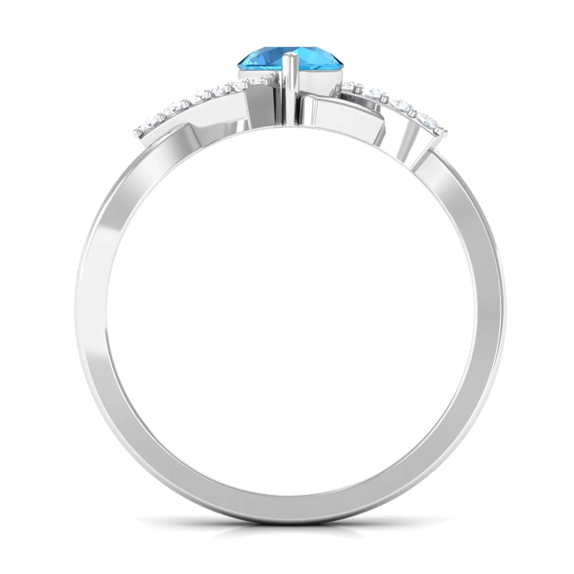 Swiss Blue Topaz and Diamond Designer Promise Ring