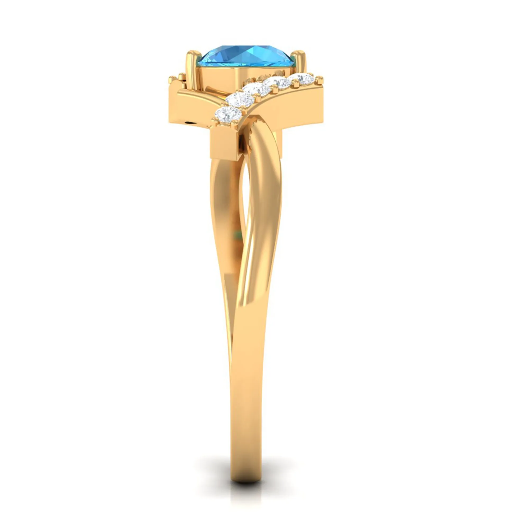 Swiss Blue Topaz and Diamond Designer Promise Ring