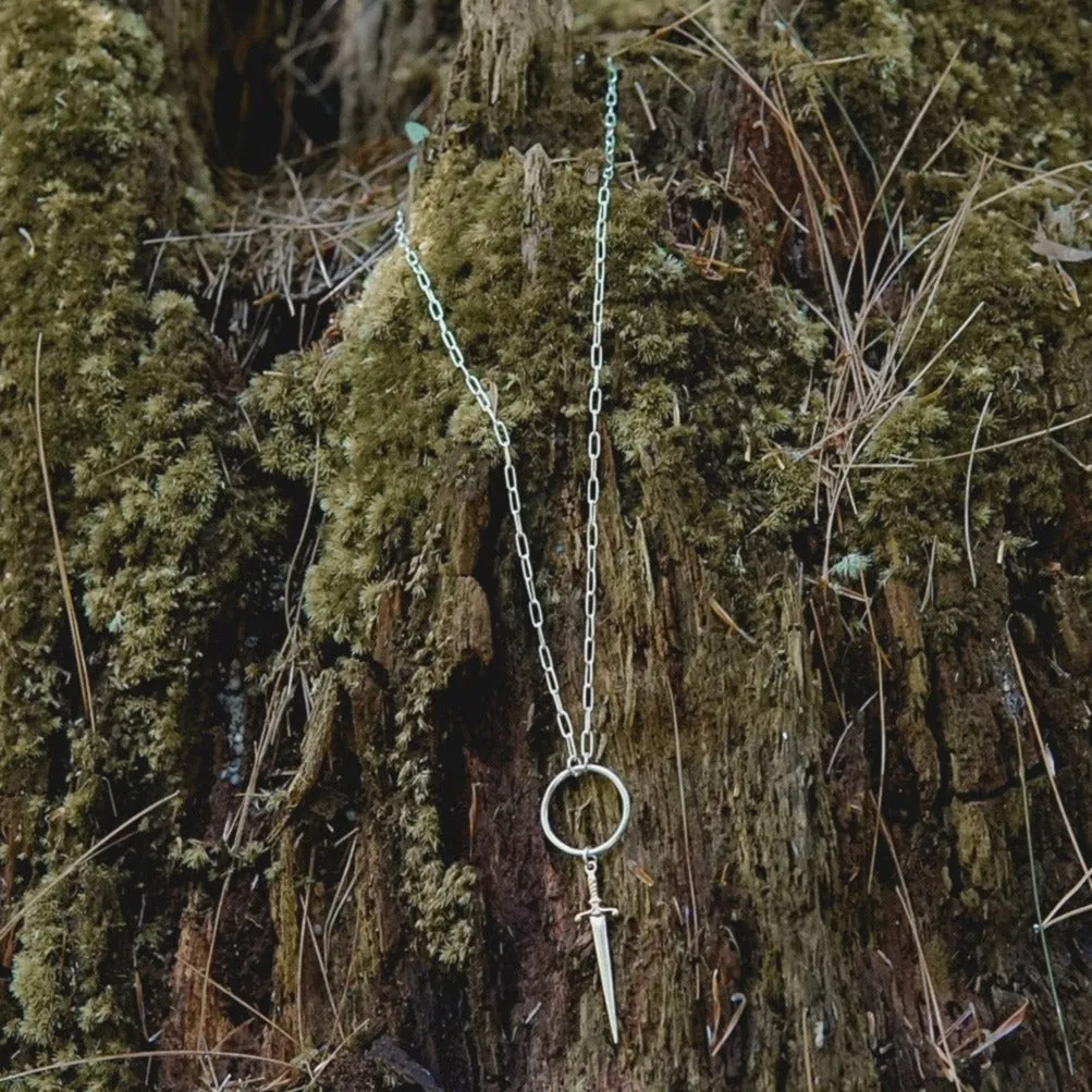 Sword Dagger Necklace in Sterling Silver; Unisex Necklace