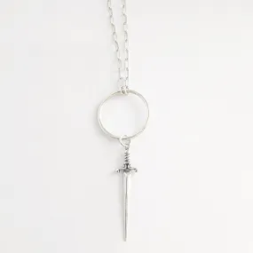 Sword Dagger Necklace in Sterling Silver; Unisex Necklace