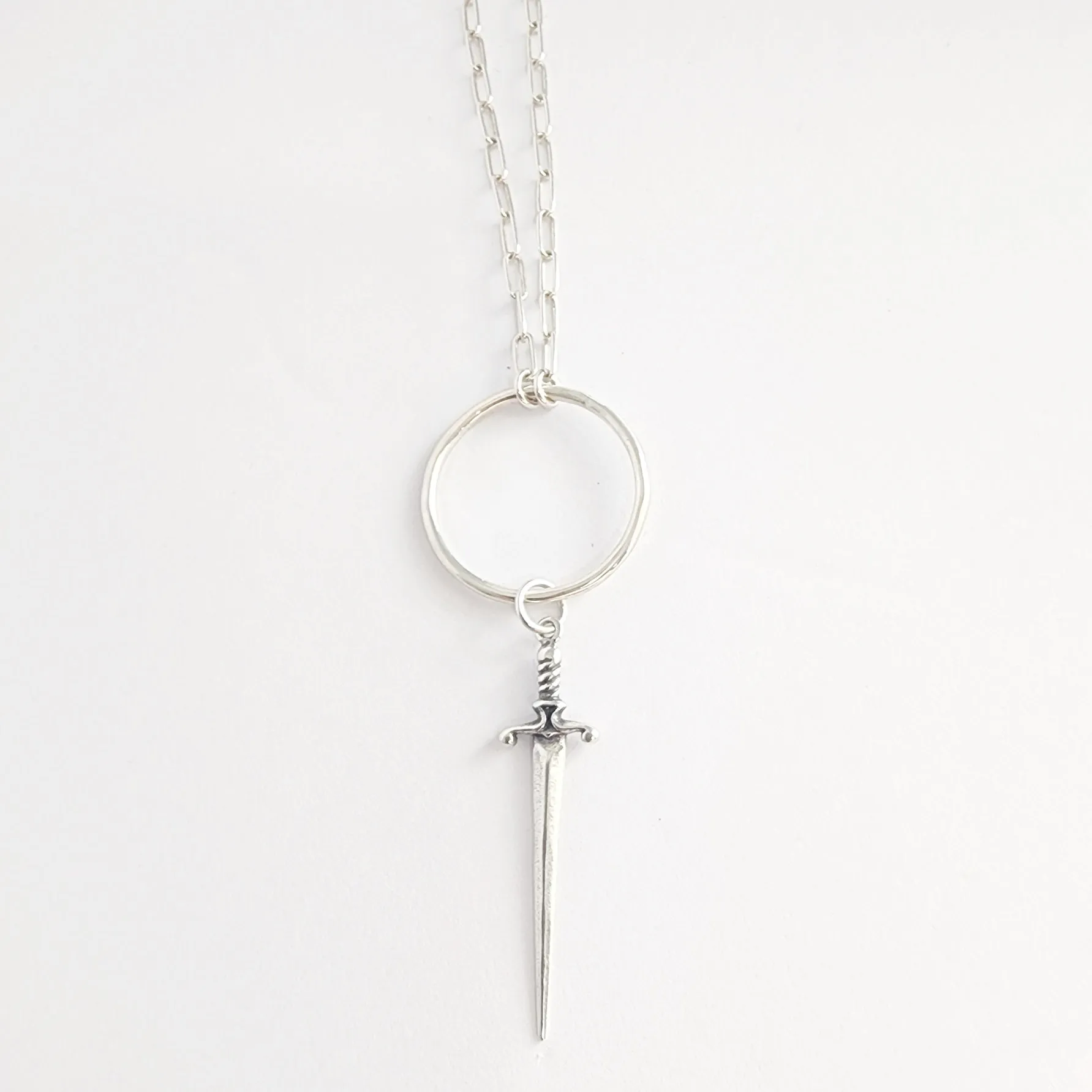 Sword Dagger Necklace in Sterling Silver; Unisex Necklace