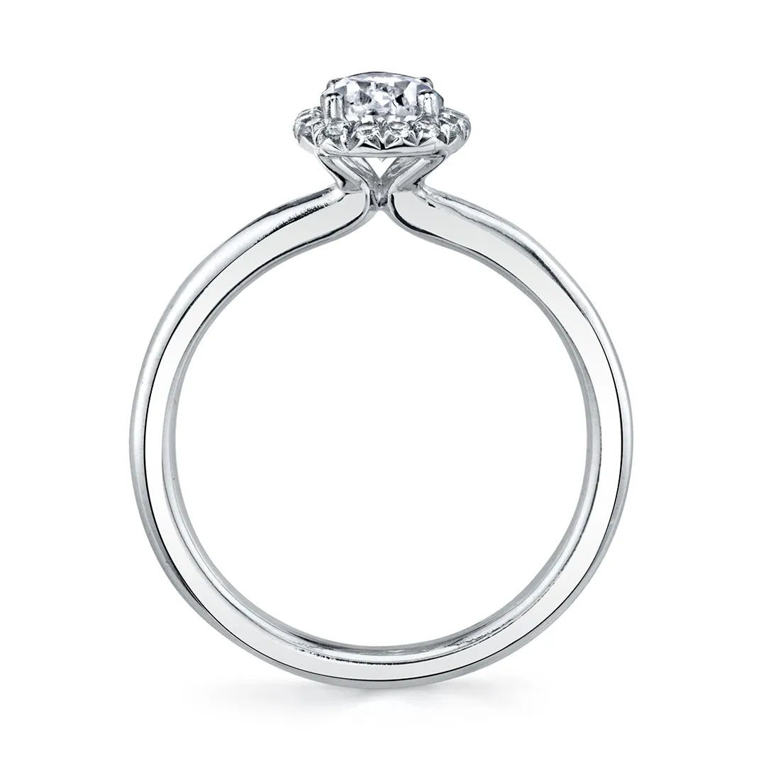 Sylvie 14K White Gold .11ctw Marquise Halo Diamond Engagement Ring Semi-Mount (93165)