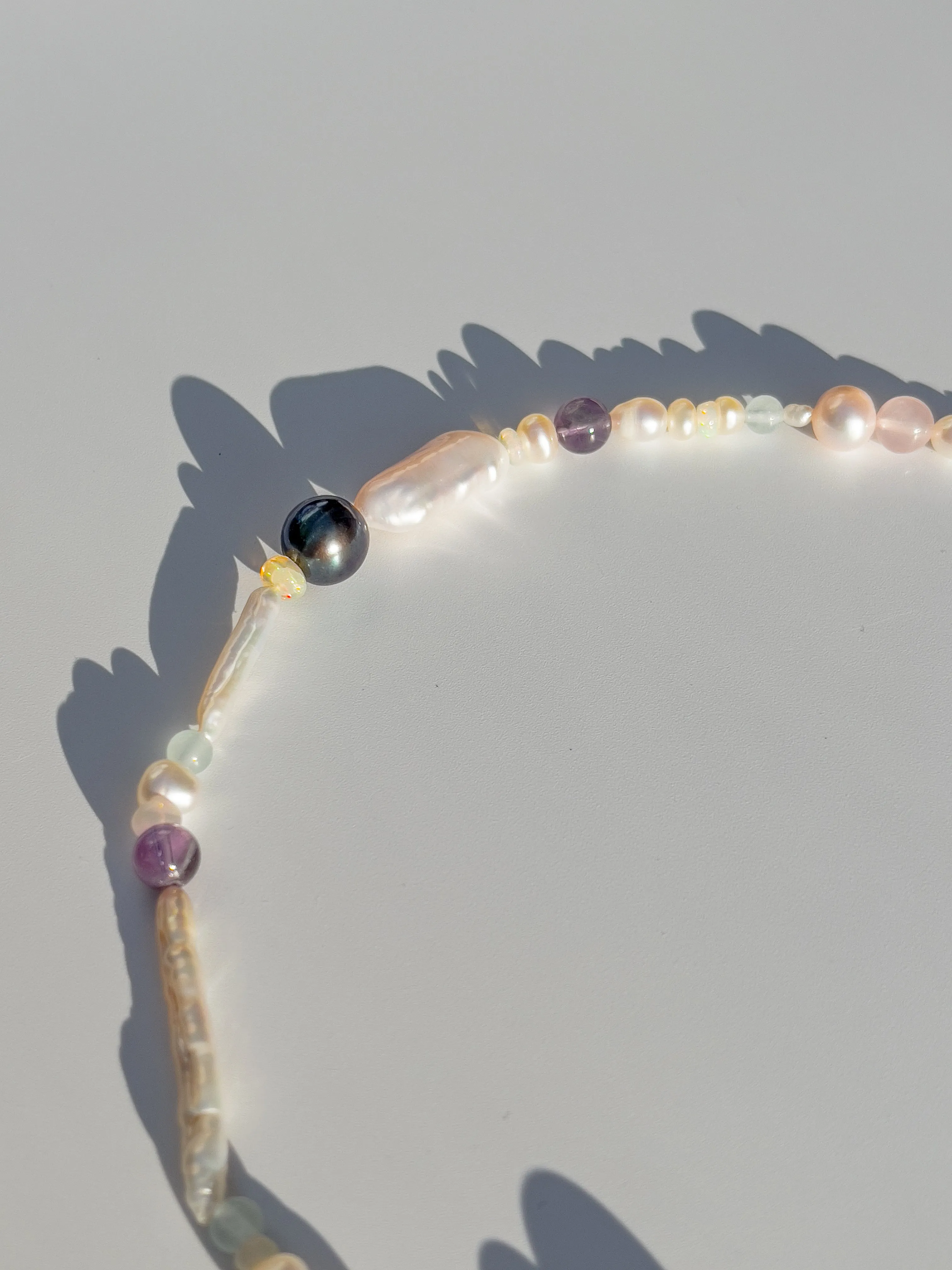 Tahitian Black Pearl & Opal Multi-Stone Choker Necklace