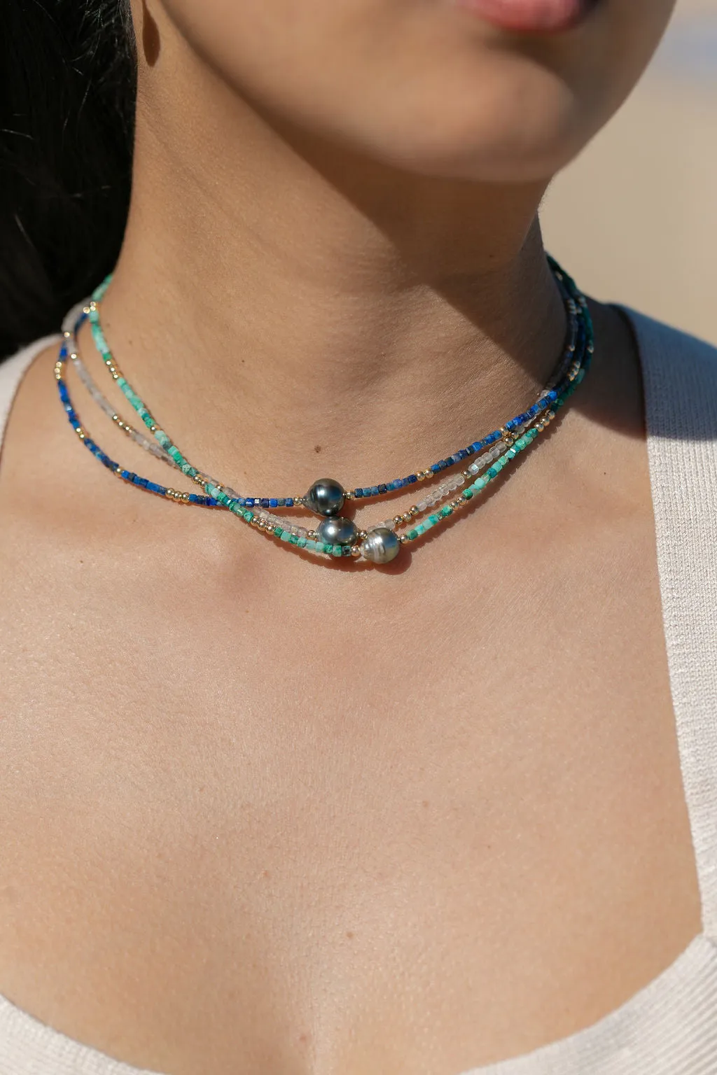 Tahitian Pearl and Gemstone Necklace - Iolana