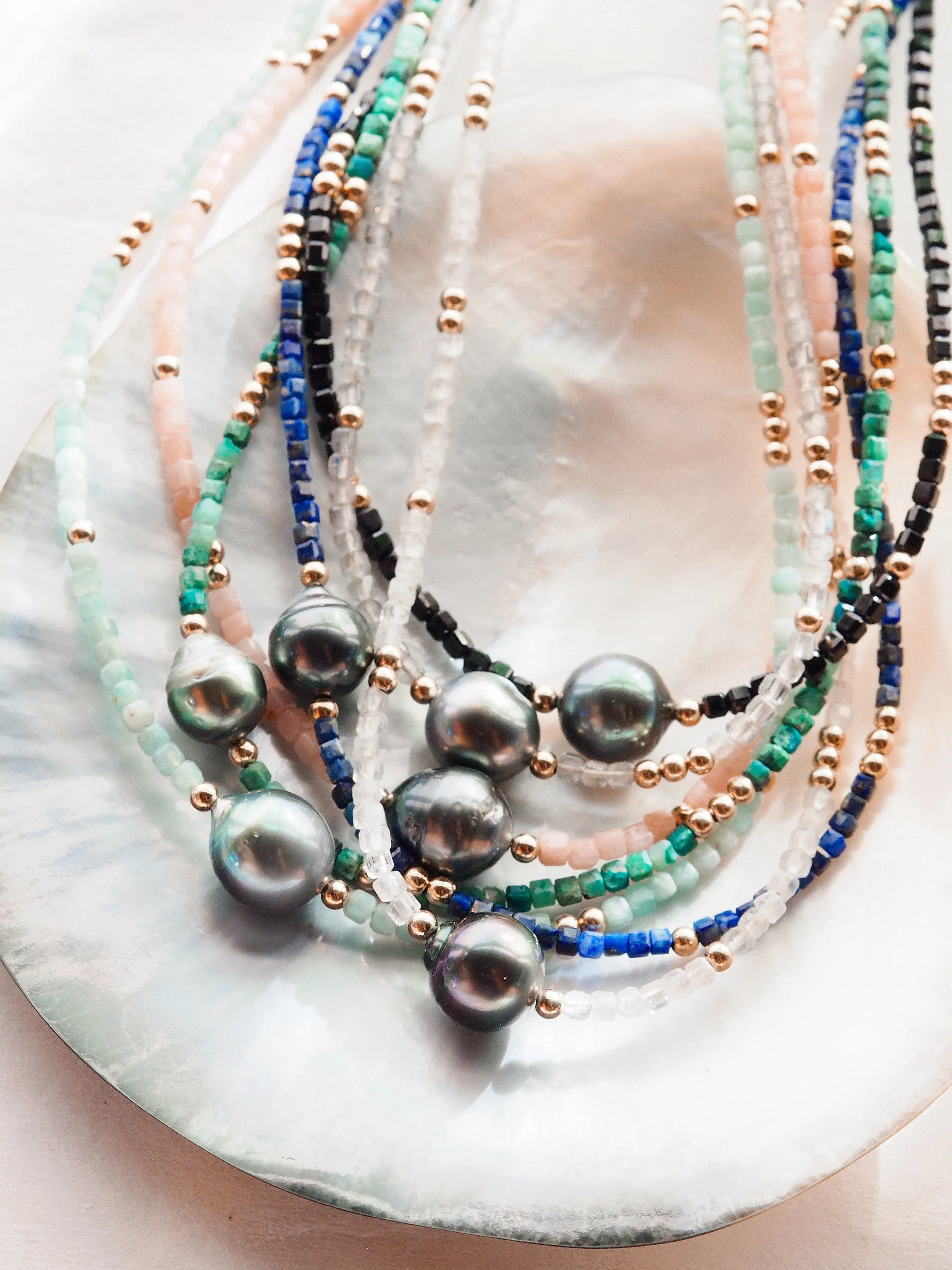 Tahitian Pearl and Gemstone Necklace - Iolana