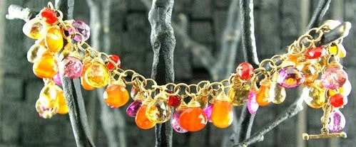 Talisman Unlimited 14K Yellow Gold, Pink Tourmaline, Citrine, Carnelian and Fire Opal Bracelet