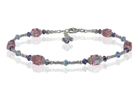 Tanzanite Rose Cube Crystal Anklet