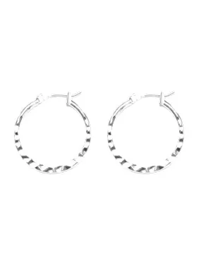 TE9365 Silver Textured Hoop Earrings