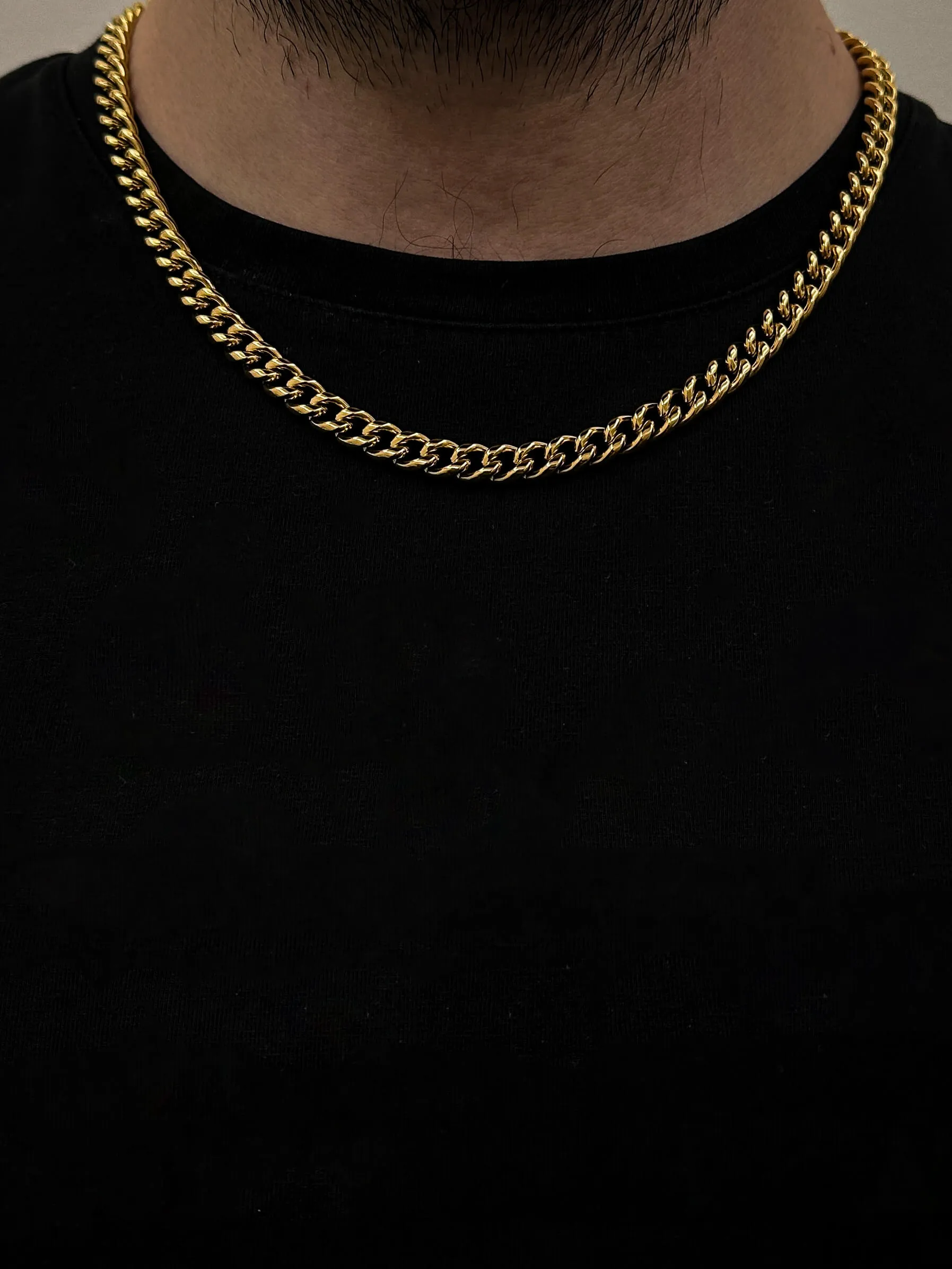 The Gold Plated Cuban Chain and Natural Onyx Necklace