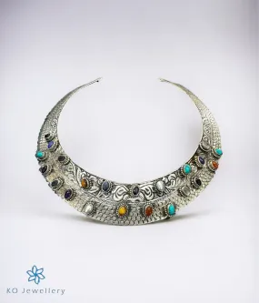 The Multi Gemstone Silver Antique Hasli Necklace