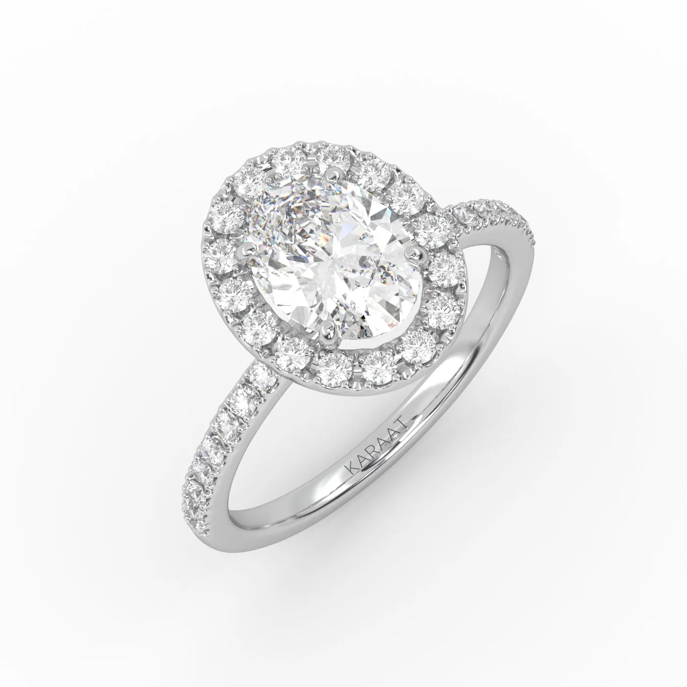 The Oval Solitaire with Pavé band and Halo