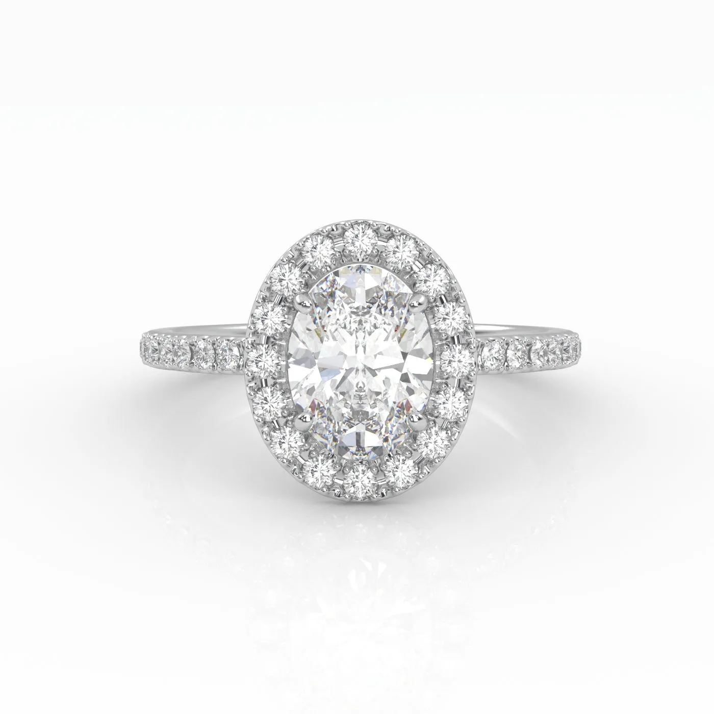 The Oval Solitaire with Pavé band and Halo