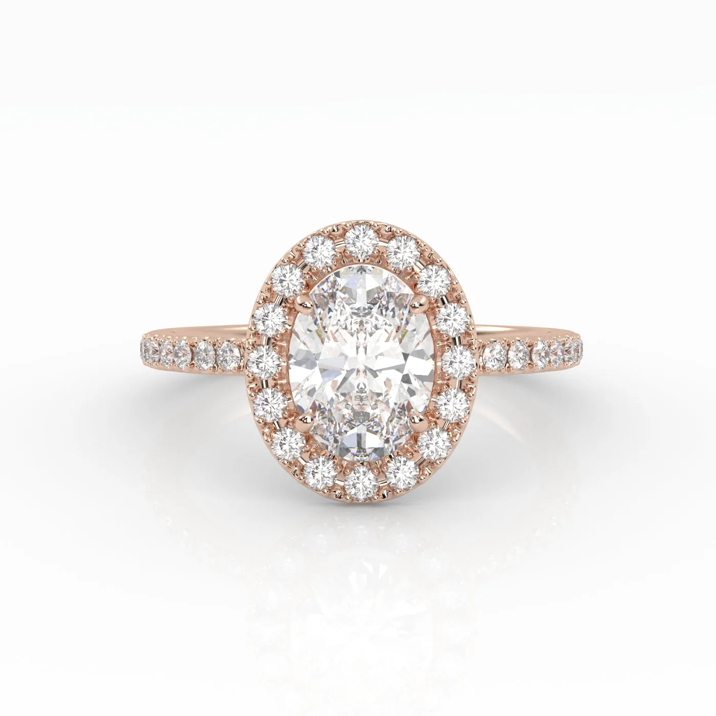 The Oval Solitaire with Pavé band and Halo