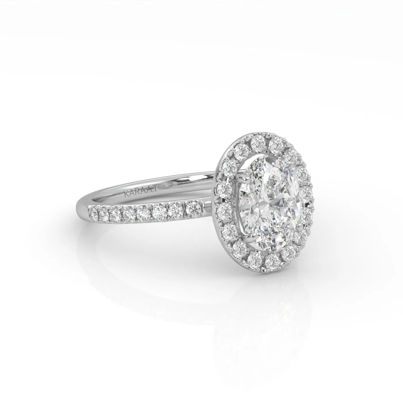 The Oval Solitaire with Pavé band and Halo