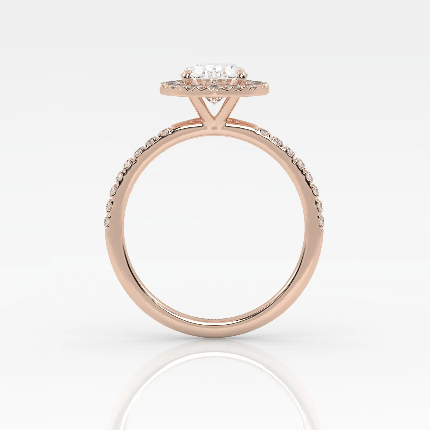 The Oval Solitaire with Pavé band and Halo