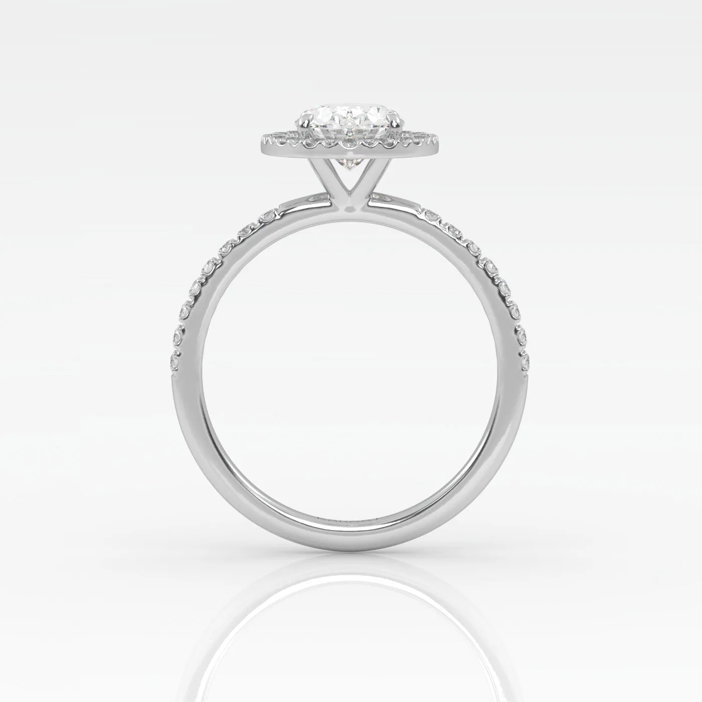 The Oval Solitaire with Pavé band and Halo