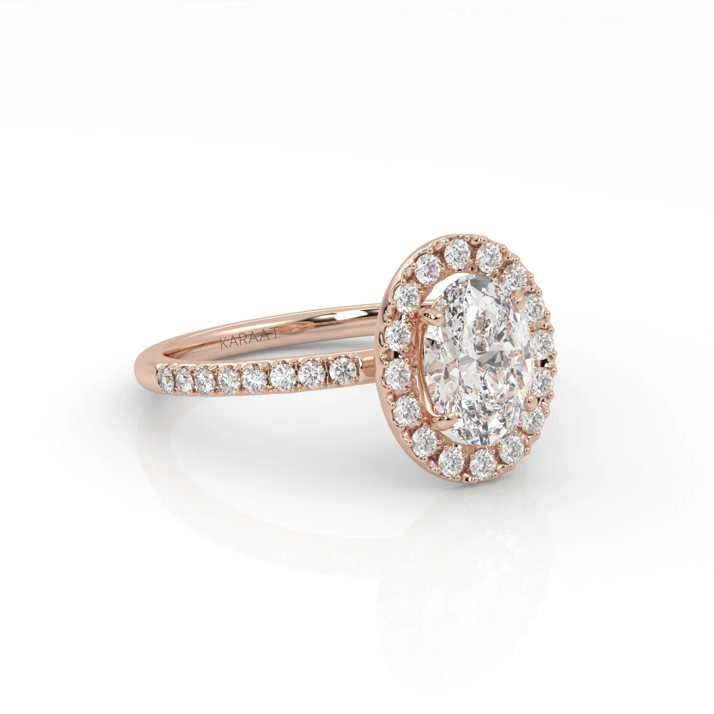 The Oval Solitaire with Pavé band and Halo