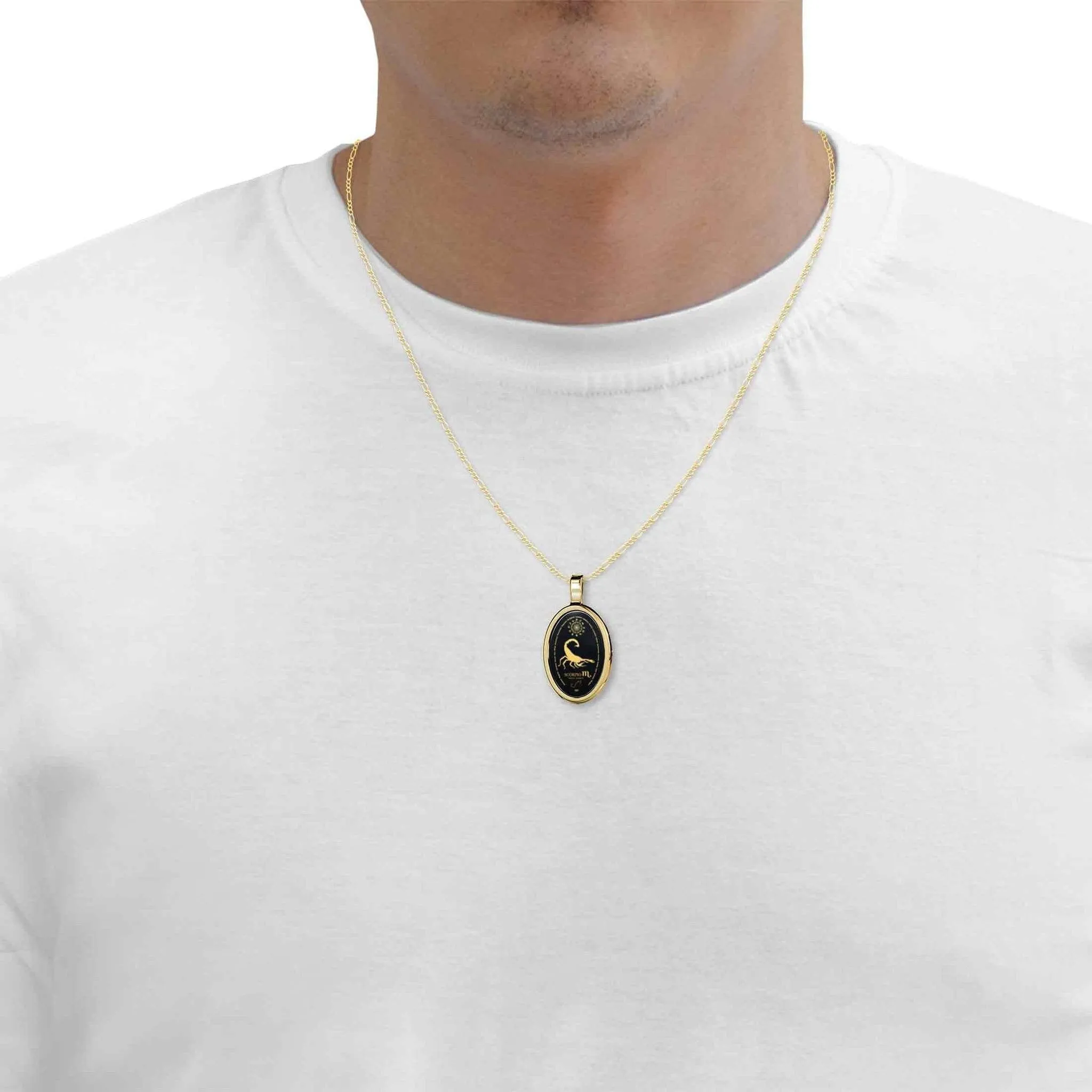 The World of Scorpio, 14k Gold Necklace, Onyx