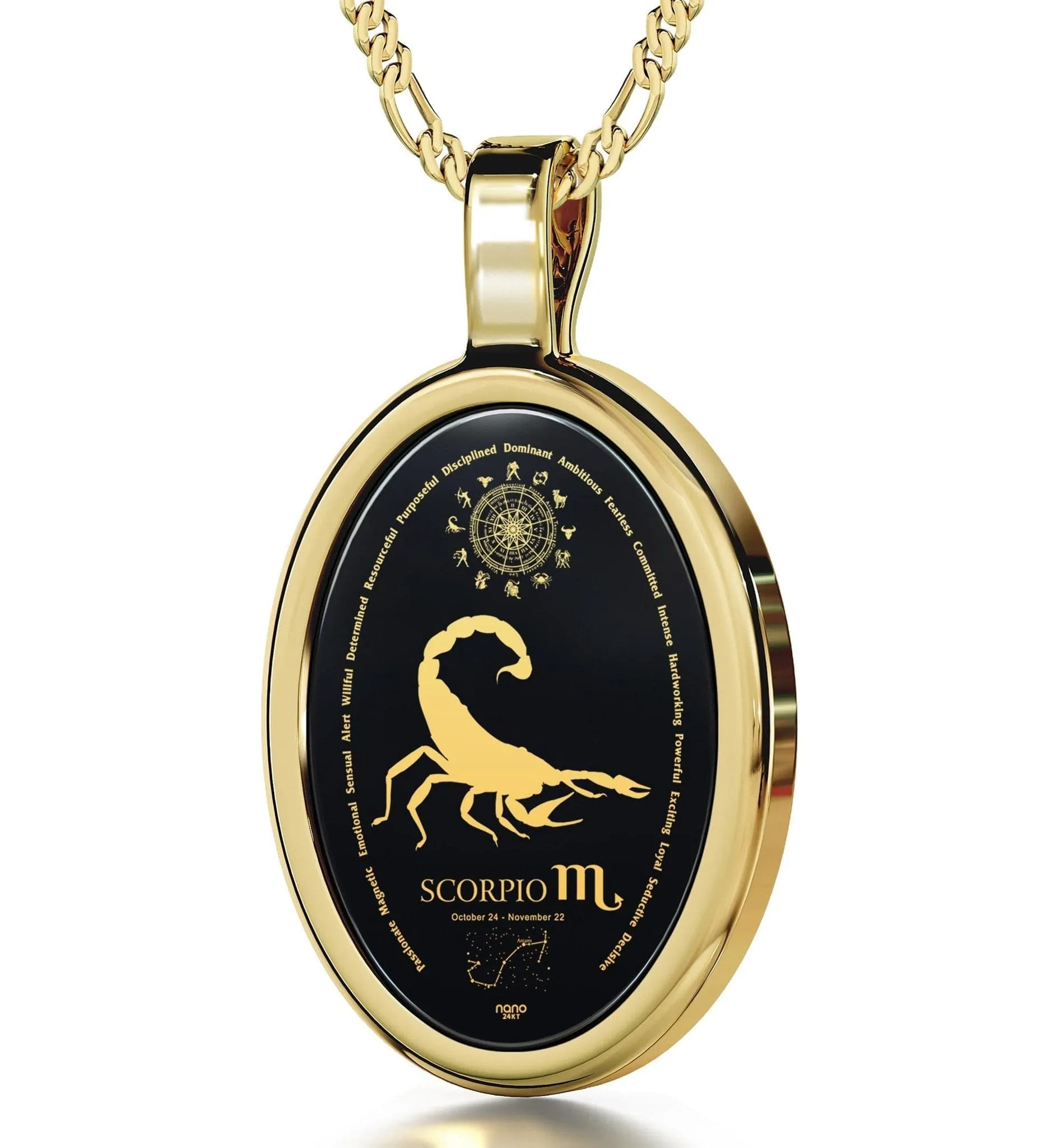 The World of Scorpio, 14k Gold Necklace, Onyx