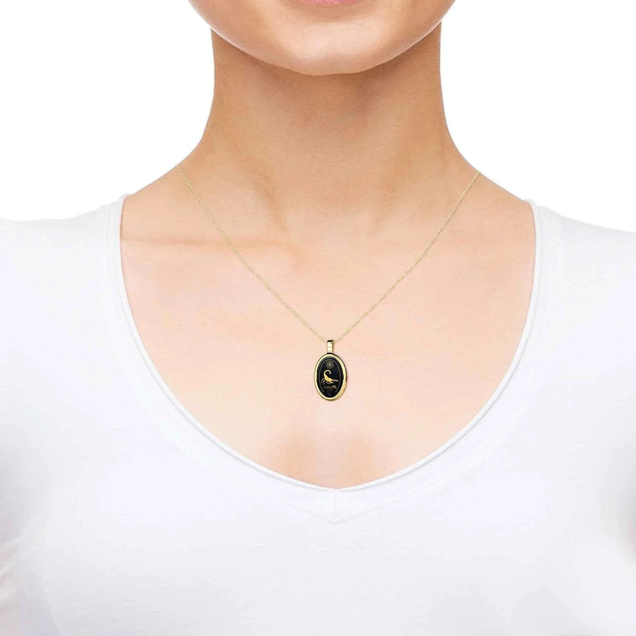 The World of Scorpio, 14k Gold Necklace, Onyx