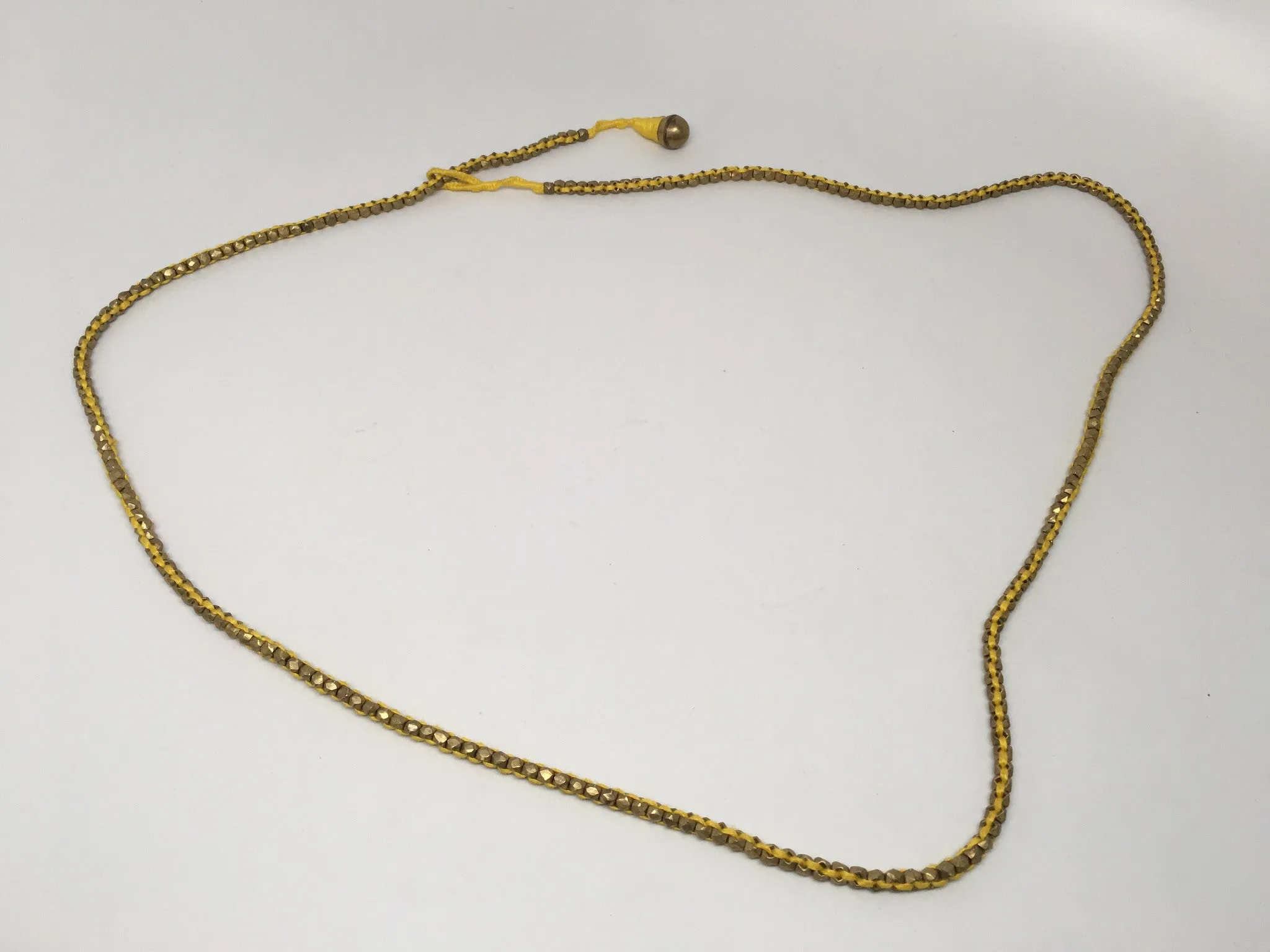 Thin Brass Necklace with Colored Lace