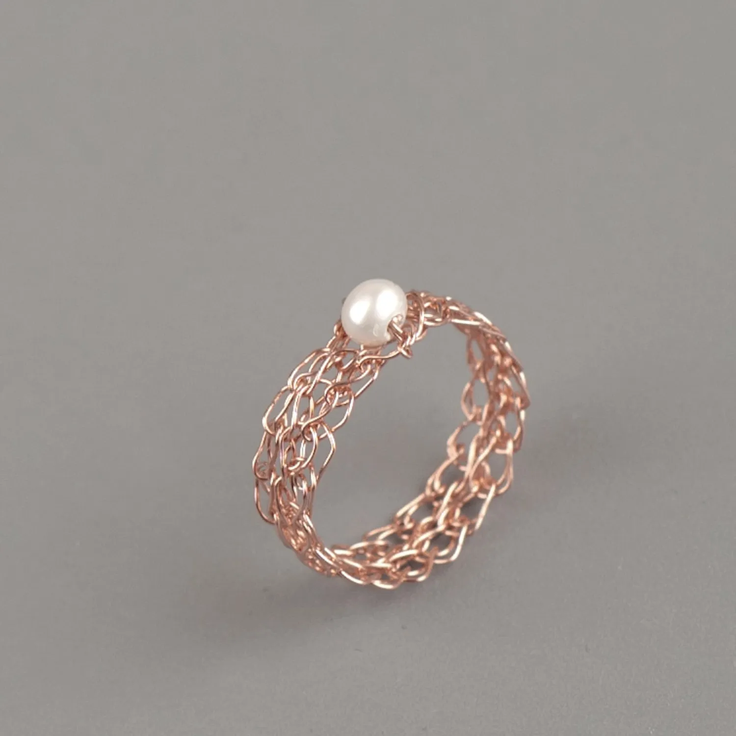 Thin rose gold ring with a pearl