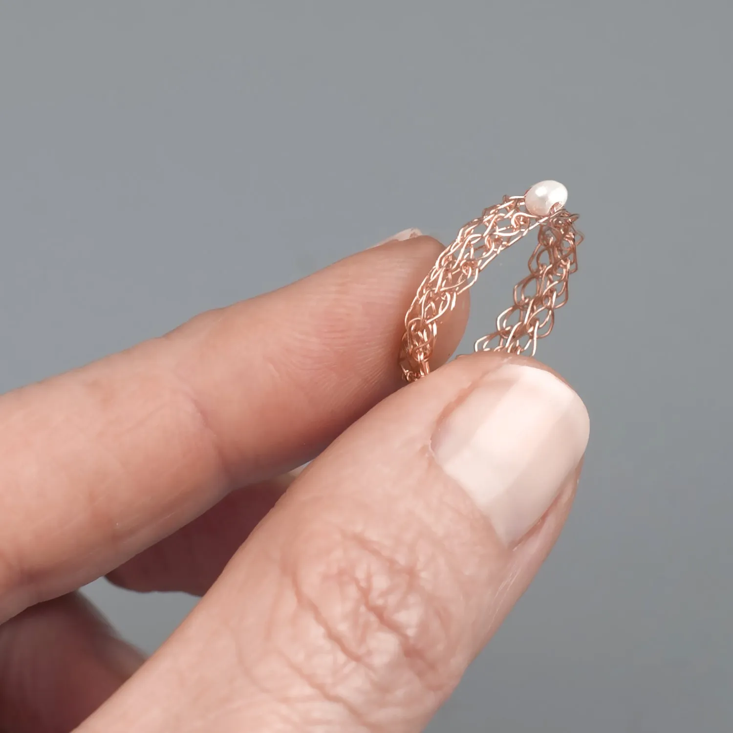 Thin rose gold ring with a pearl