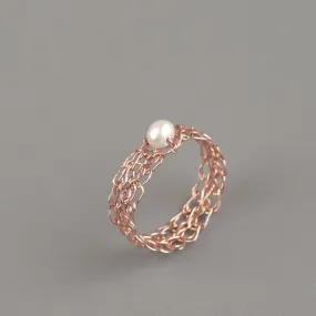 Thin rose gold ring with a pearl