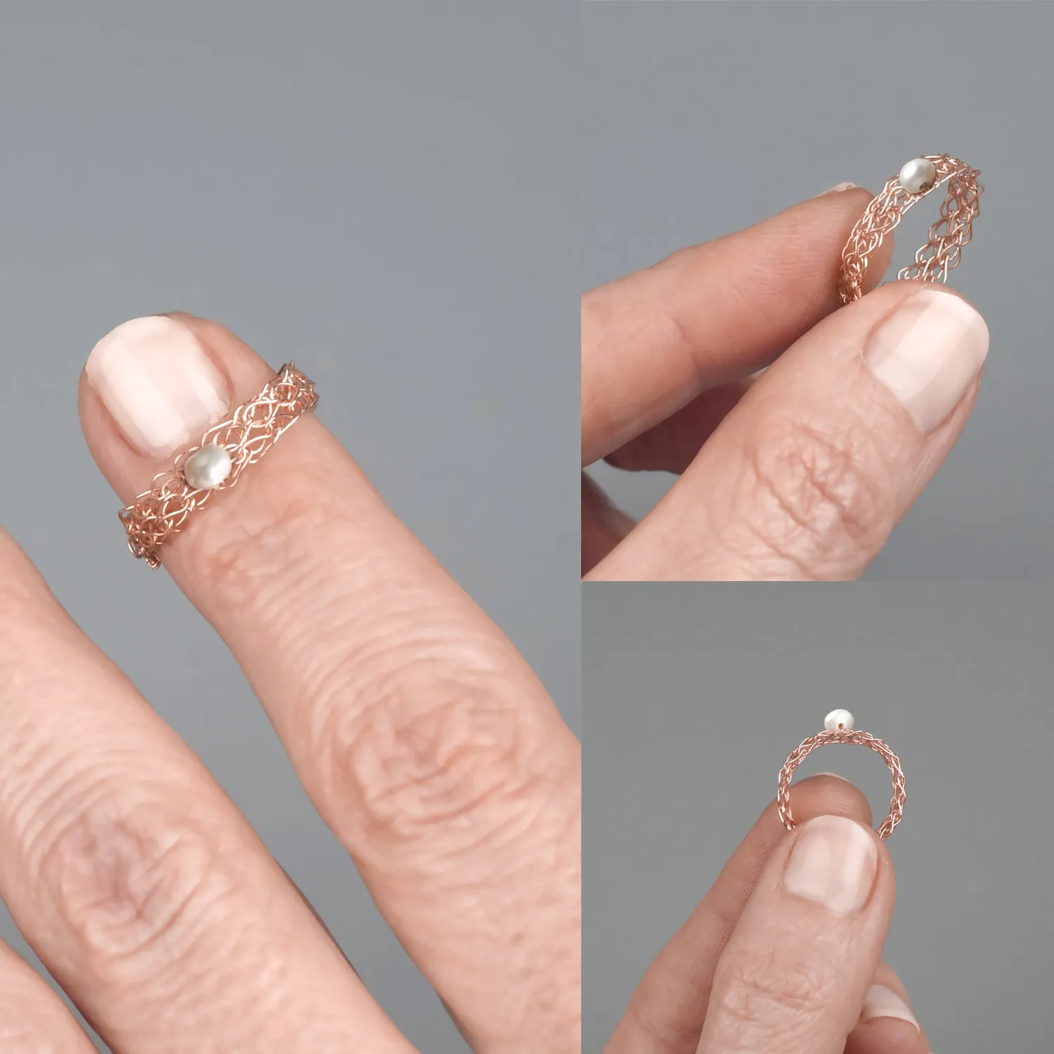 Thin rose gold ring with a pearl