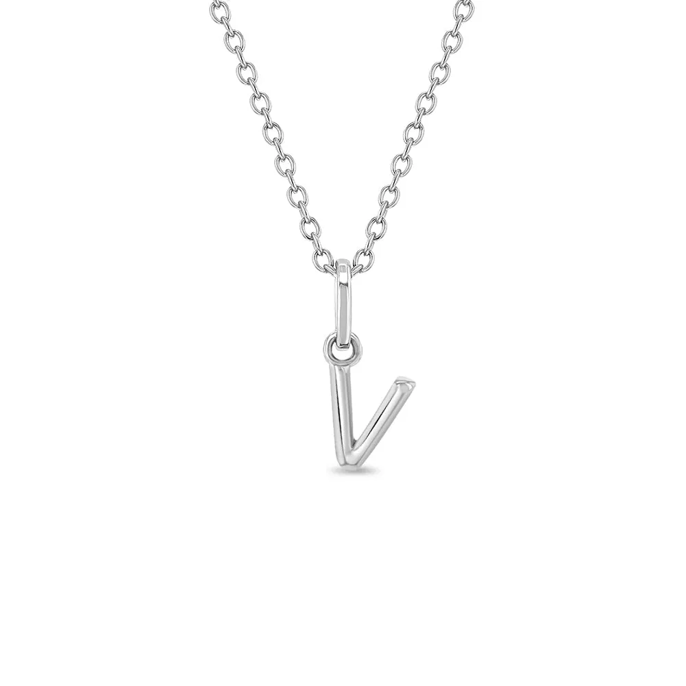 Tiny Initial Letter Kids / Teen Pendant/Necklace - Sterling Silver