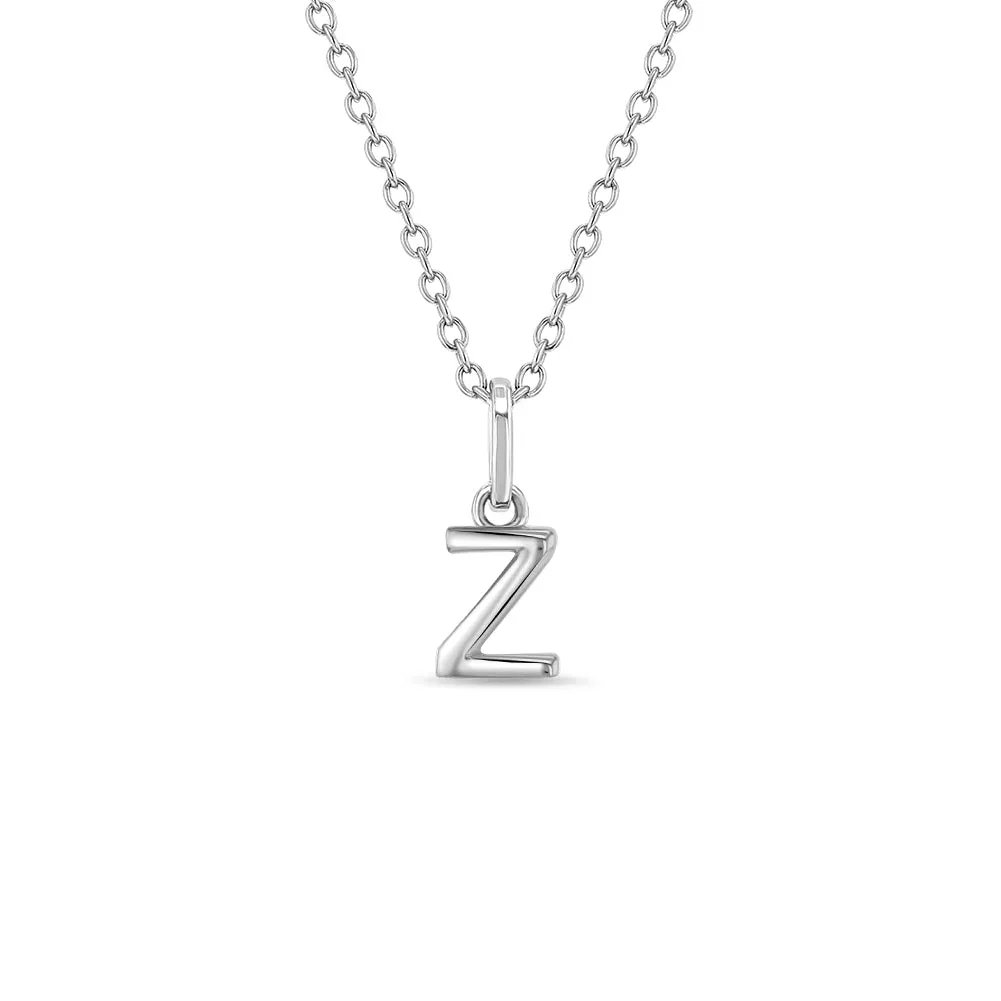 Tiny Initial Letter Kids / Teen Pendant/Necklace - Sterling Silver