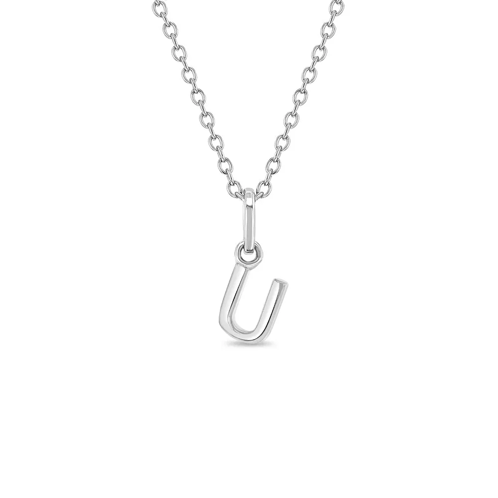 Tiny Initial Letter Kids / Teen Pendant/Necklace - Sterling Silver