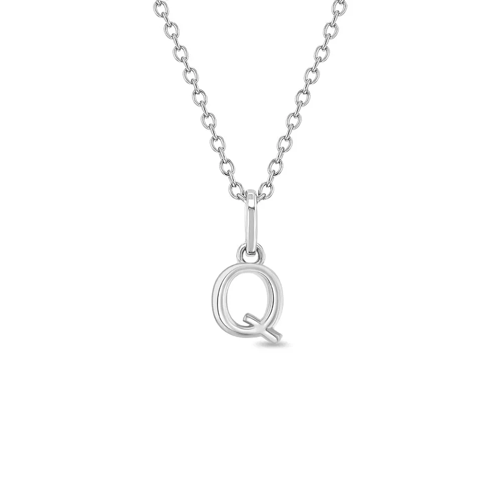 Tiny Initial Letter Kids / Teen Pendant/Necklace - Sterling Silver