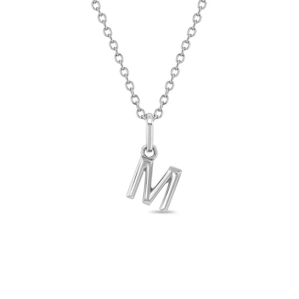 Tiny Initial Letter Kids / Teen Pendant/Necklace - Sterling Silver