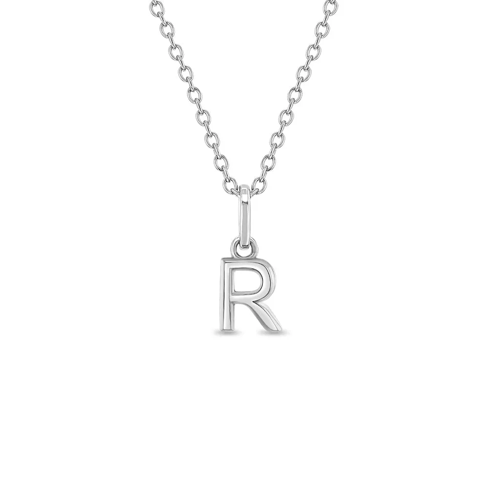 Tiny Initial Letter Kids / Teen Pendant/Necklace - Sterling Silver