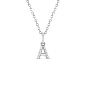 Tiny Initial Letter Kids / Teen Pendant/Necklace - Sterling Silver