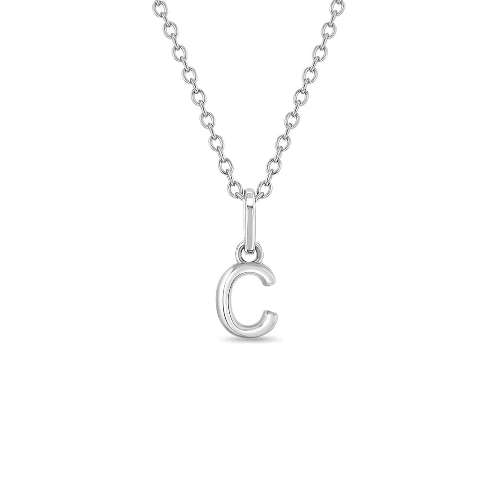 Tiny Initial Letter Kids / Teen Pendant/Necklace - Sterling Silver