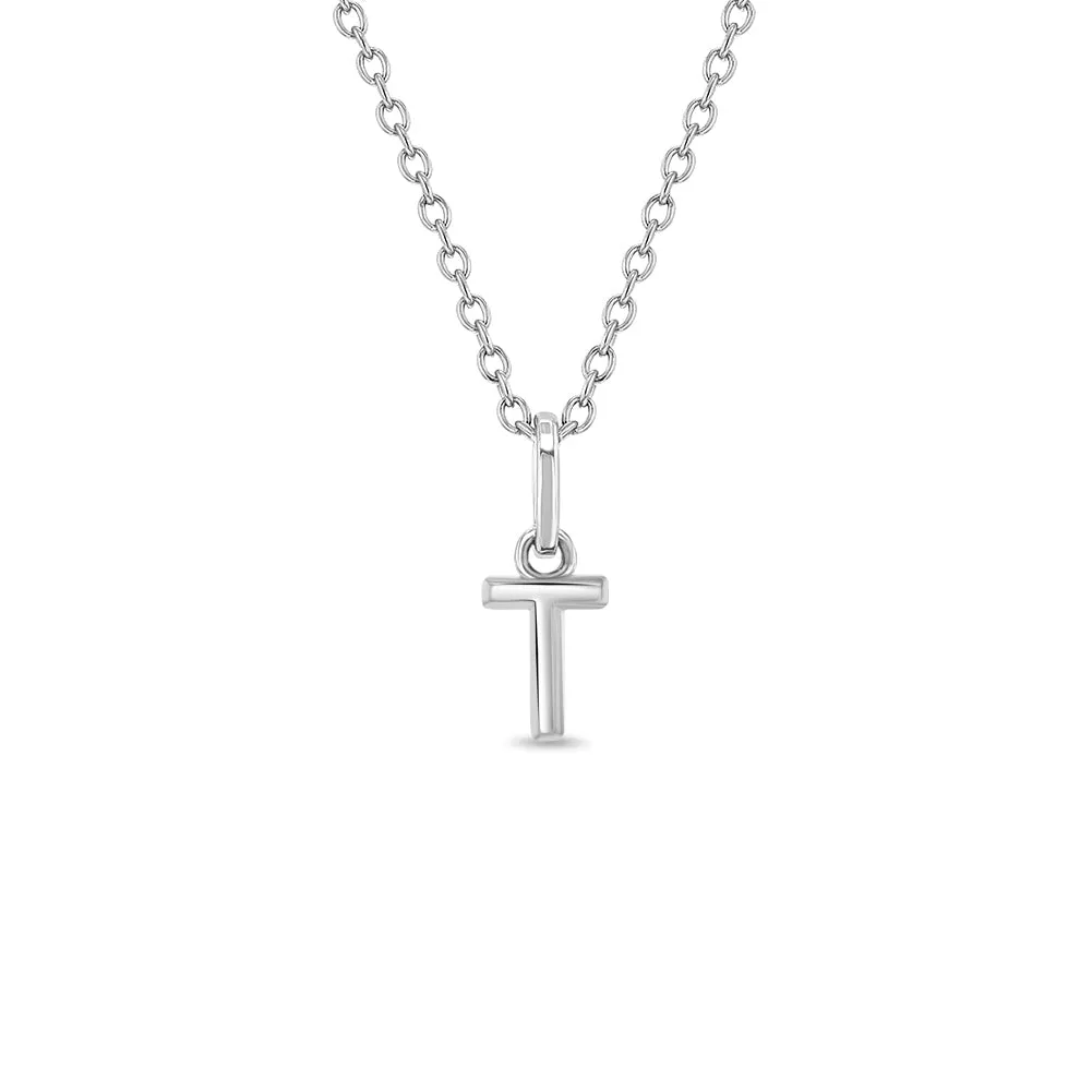 Tiny Initial Letter Kids / Teen Pendant/Necklace - Sterling Silver