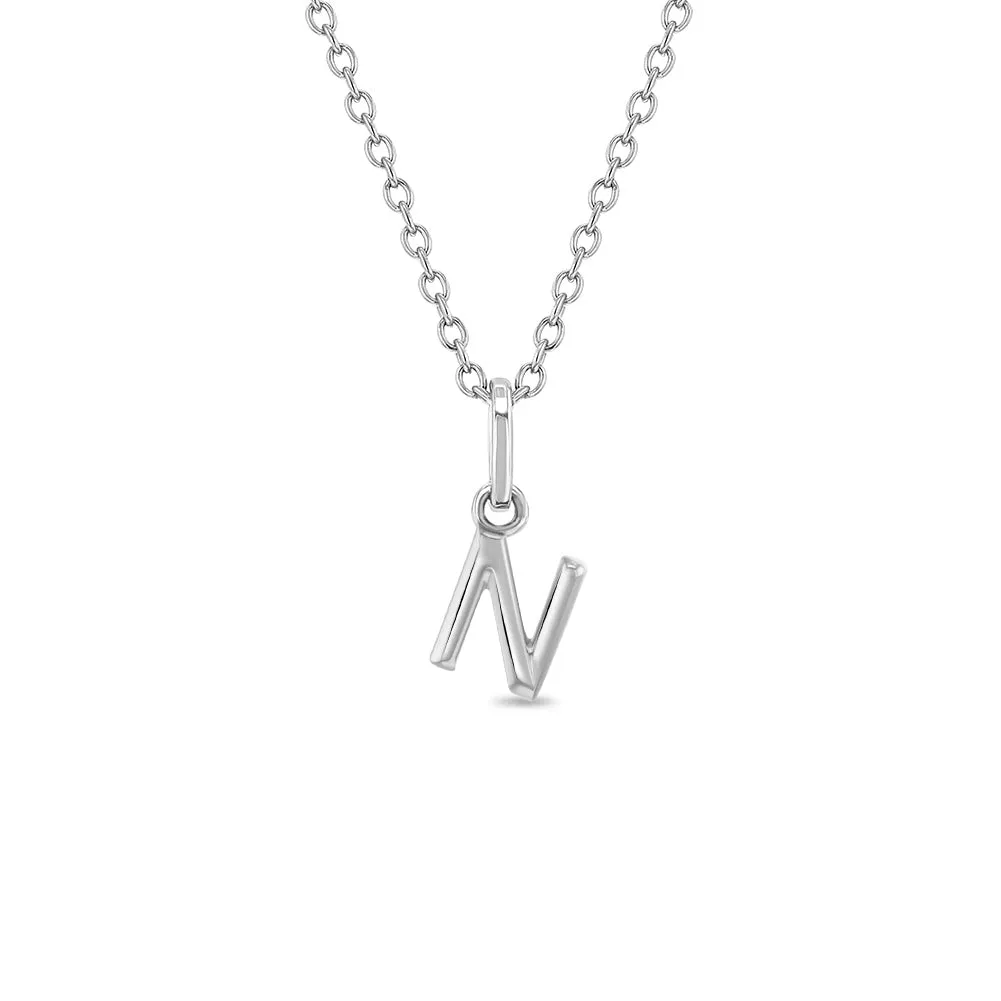 Tiny Initial Letter Kids / Teen Pendant/Necklace - Sterling Silver