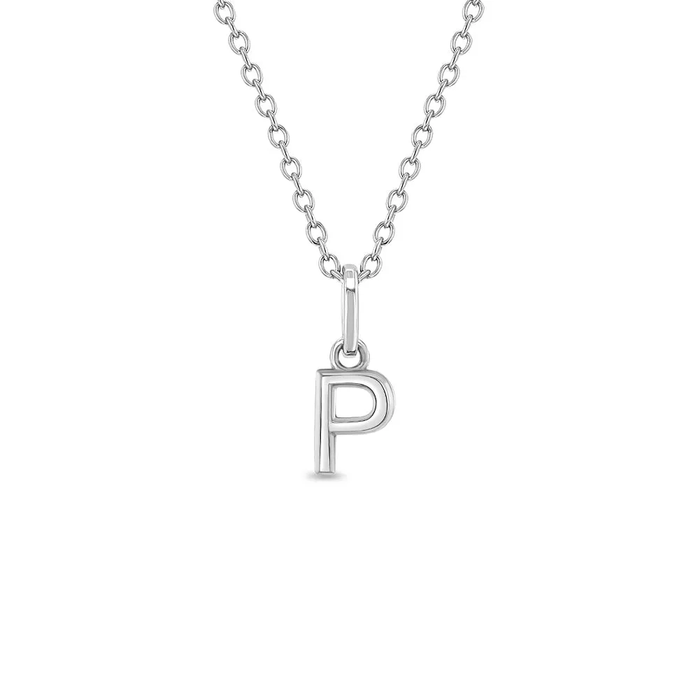 Tiny Initial Letter Kids / Teen Pendant/Necklace - Sterling Silver