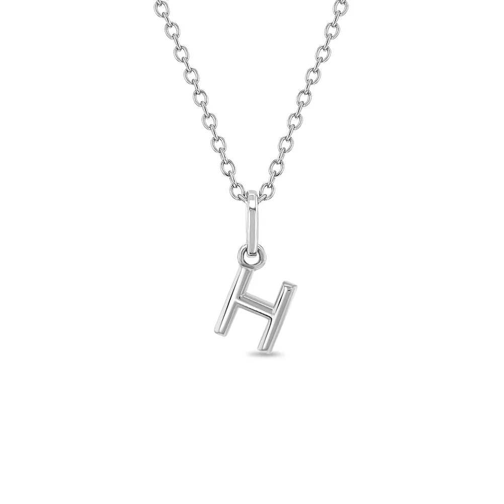 Tiny Initial Letter Kids / Teen Pendant/Necklace - Sterling Silver