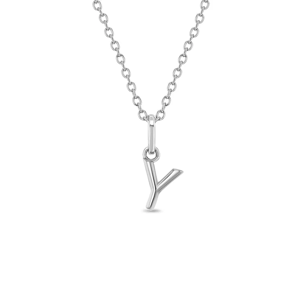 Tiny Initial Letter Kids / Teen Pendant/Necklace - Sterling Silver